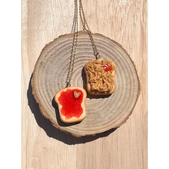 PB&J Besties Forever Necklace Set – Polymer Clay Toasts Necklace - Picture 1 of 3